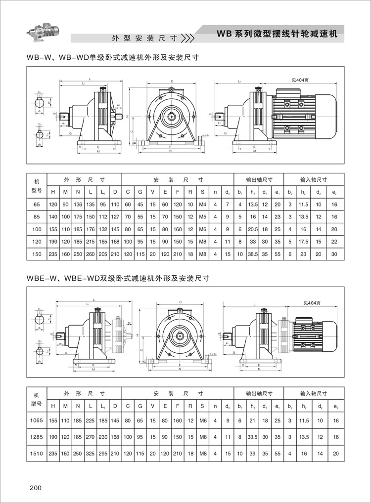 WB微型擺線減速機-外型安裝尺寸